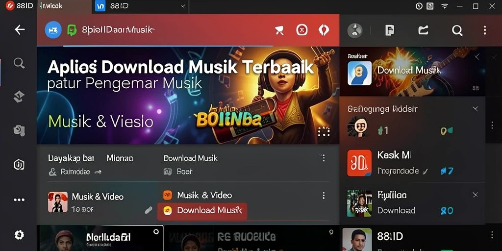 Tampilan antarmuka aplikasi Download Musik 88ID yang menarik dan fungsional.