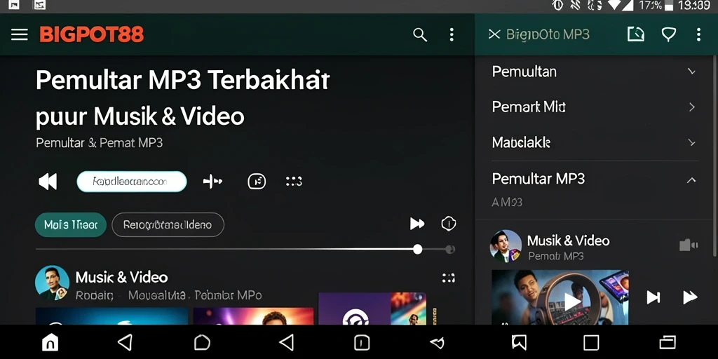 Antarmuka canggih aplikas Pemutar MP3 BIGPOT88 yang mudah digunakan.