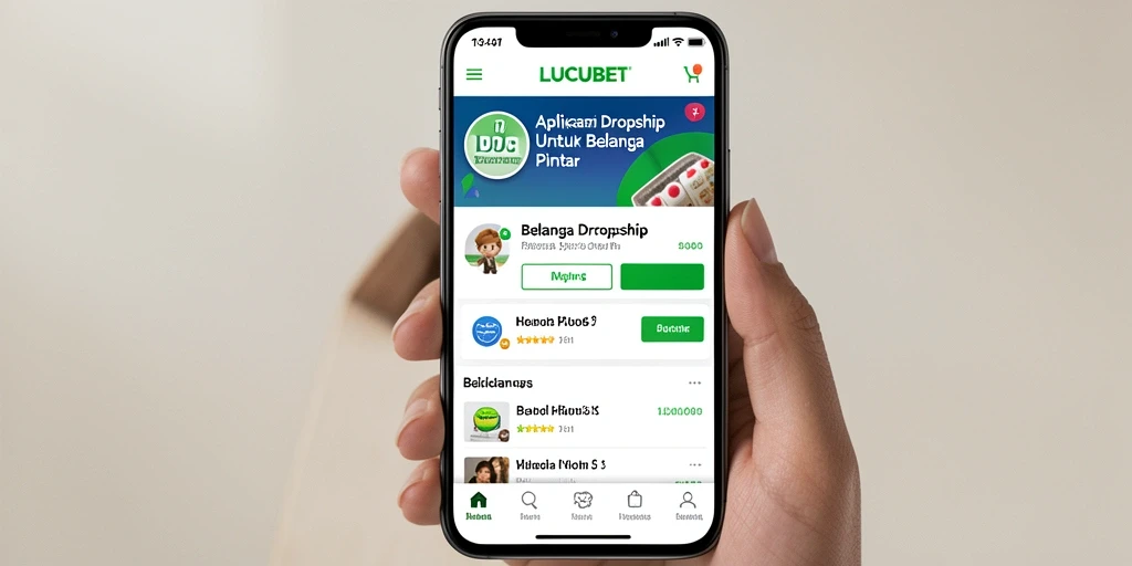 Tampilan intuitif aplikasi LUCUBET untuk Dropship.