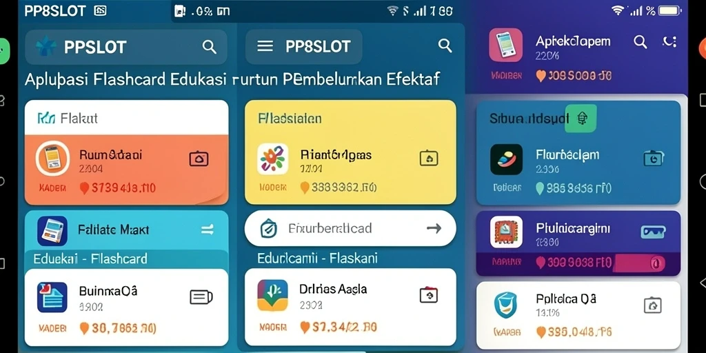 Tampilan antarmuka aplikasi PP8SLOT dengan fungsi Flashcard yang interaktif.