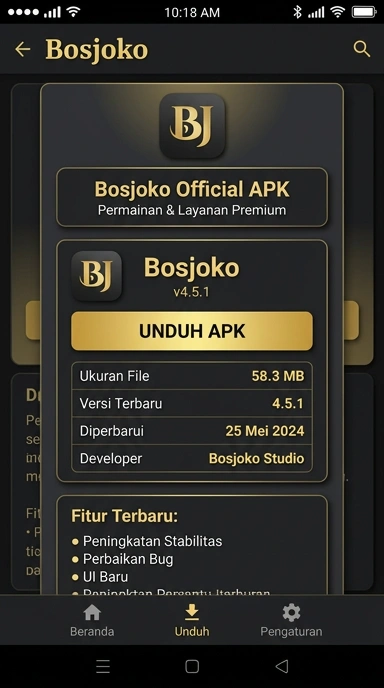 Tampilan halaman APK bosjoko