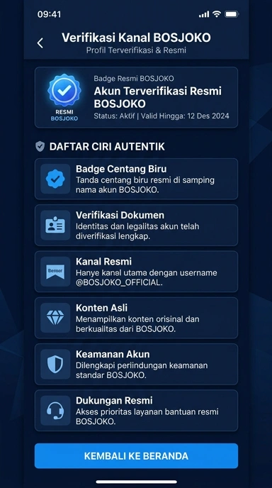 Tampilan kanal resmi bosjoko